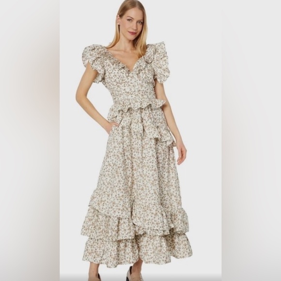 ❤️ EN SAISON Gianna Floral Ruffle Smocked Dress with cutout Back. Size:M - Picture 7 of 14